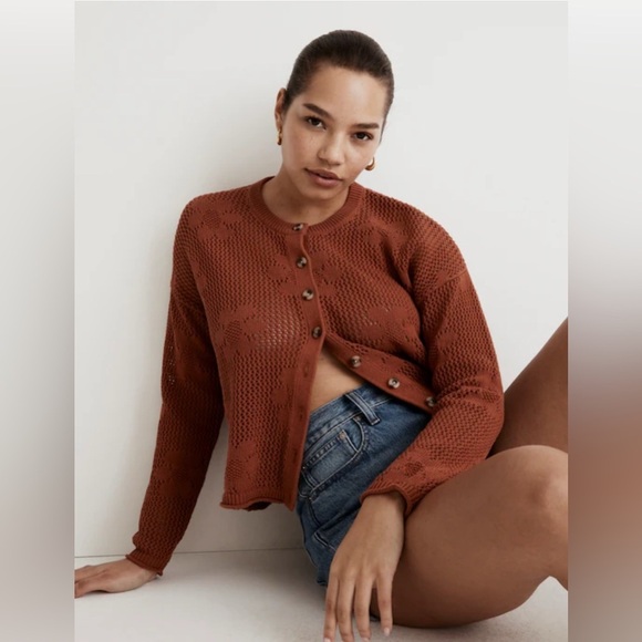 Madewell Sweaters - Madewell Floral Open-Stitch Cardigan, Size S